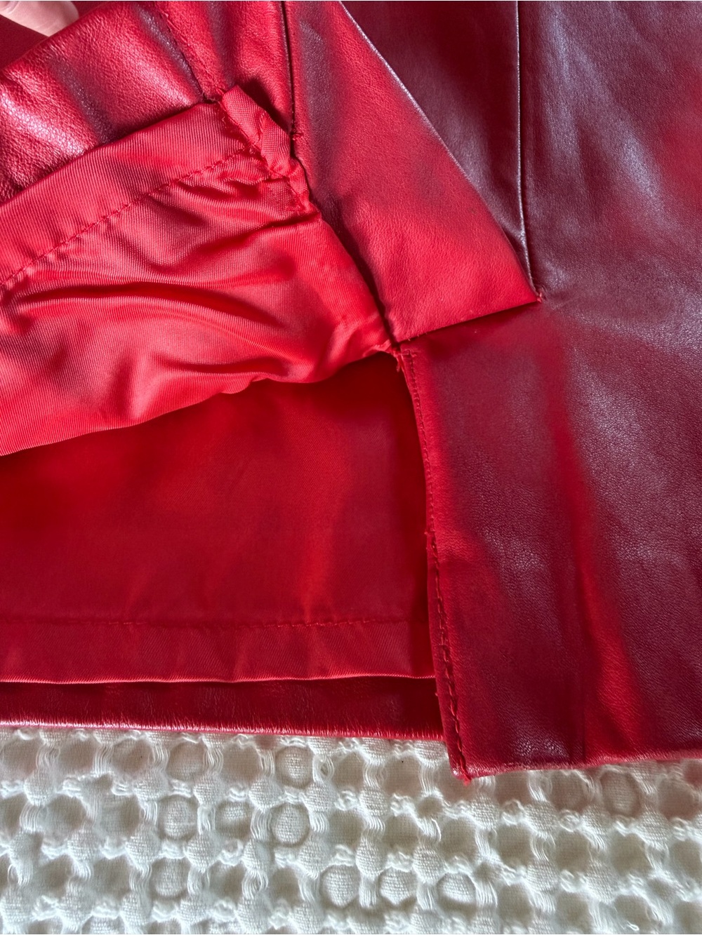 Vintage Investments Red Leather Skirt Size 8 Fits Modern XS 0 2 - Picture 6 of 16
